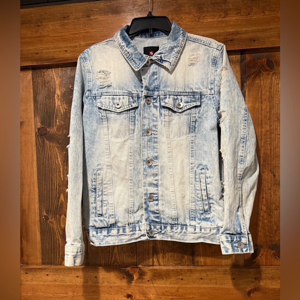 South Pole Men's Acid Wash‎ Jean Jacket Button Up Sz Small